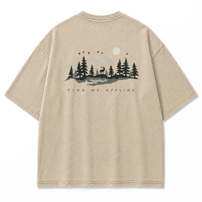 Find Me Offline T-Shirt mit Waschung