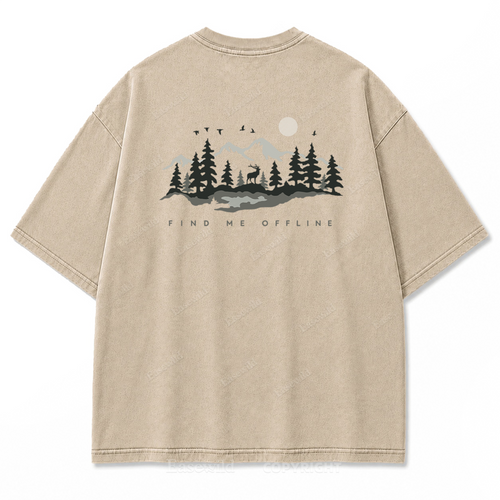 Find Me Offline T-Shirt mit Waschung
