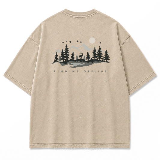Find Me Offline Washed Print Tee