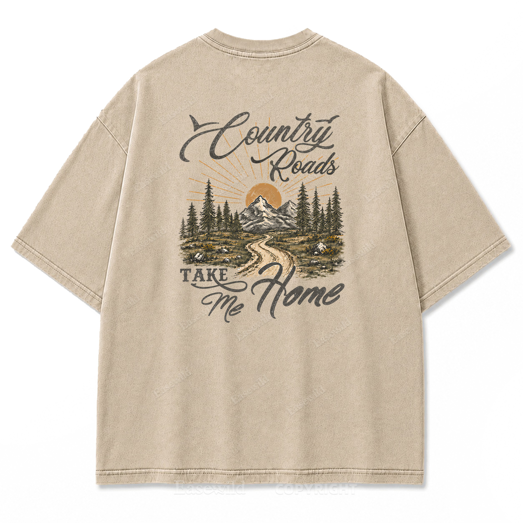 Country Roads Take Me Home T-Shirt mit Washed Print