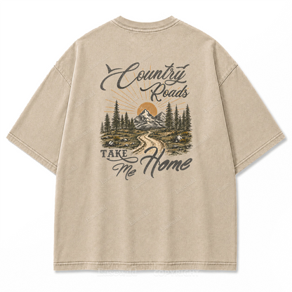 Country Roads Take Me Home T-Shirt mit Washed Print