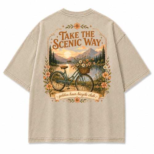 Golden Hour Bicycle Lake Graphic T-Shirt