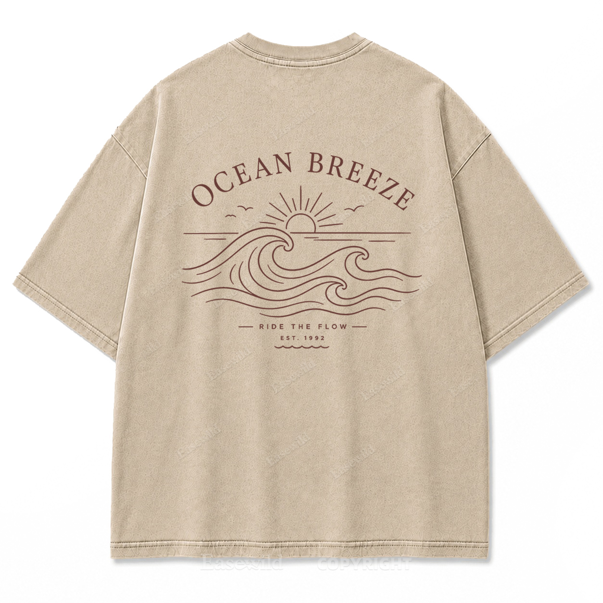 Ocean Breeze Ride The Flow Graphic Washed T-Shirt