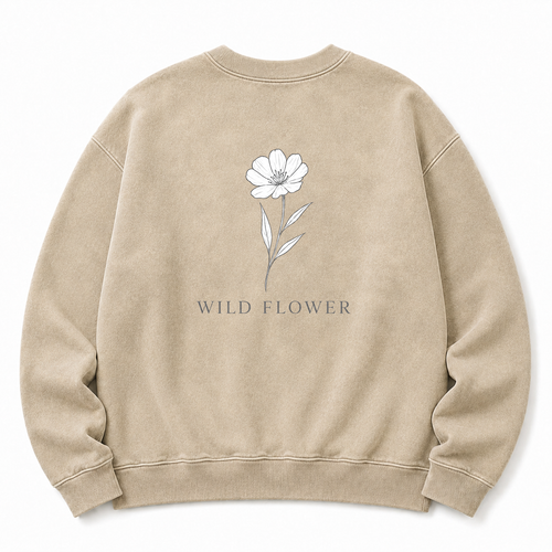 Wildblumen Sweatshirt mit Grafikdruck, gewaschen