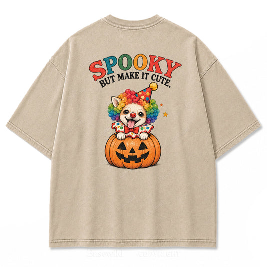 Spooky But Make It Cute Chihuahua Clown Washed Graphic T-Shirt