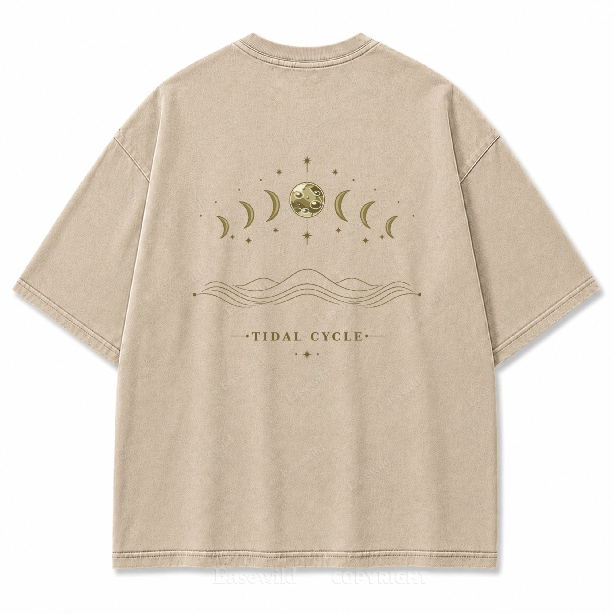 Tidal Cycle Moon Phase Washed Back Print Tee