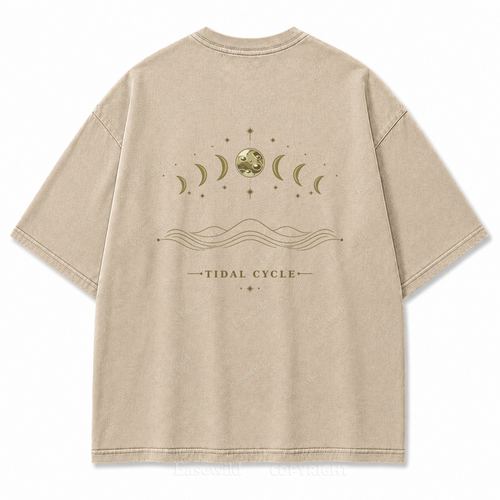 Tidal Cycle Moon Phase Washed Back Print Tee