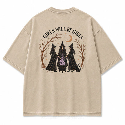 Girls Will Be Girls Halloween Washed Graphic Tee