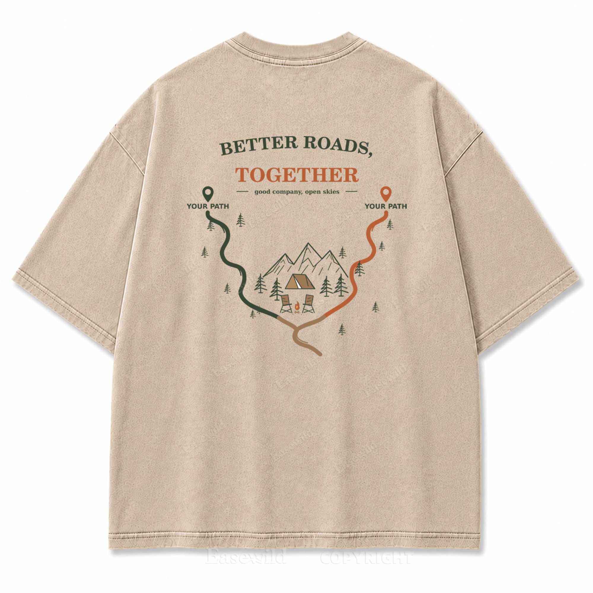 Better Roads Together Washed Back Print Tee