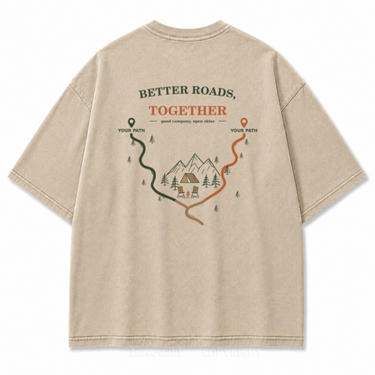 Better Roads Together Washed Back Print Tee