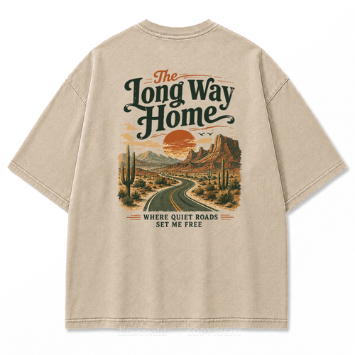 The Long Way Home Washed Print Tee