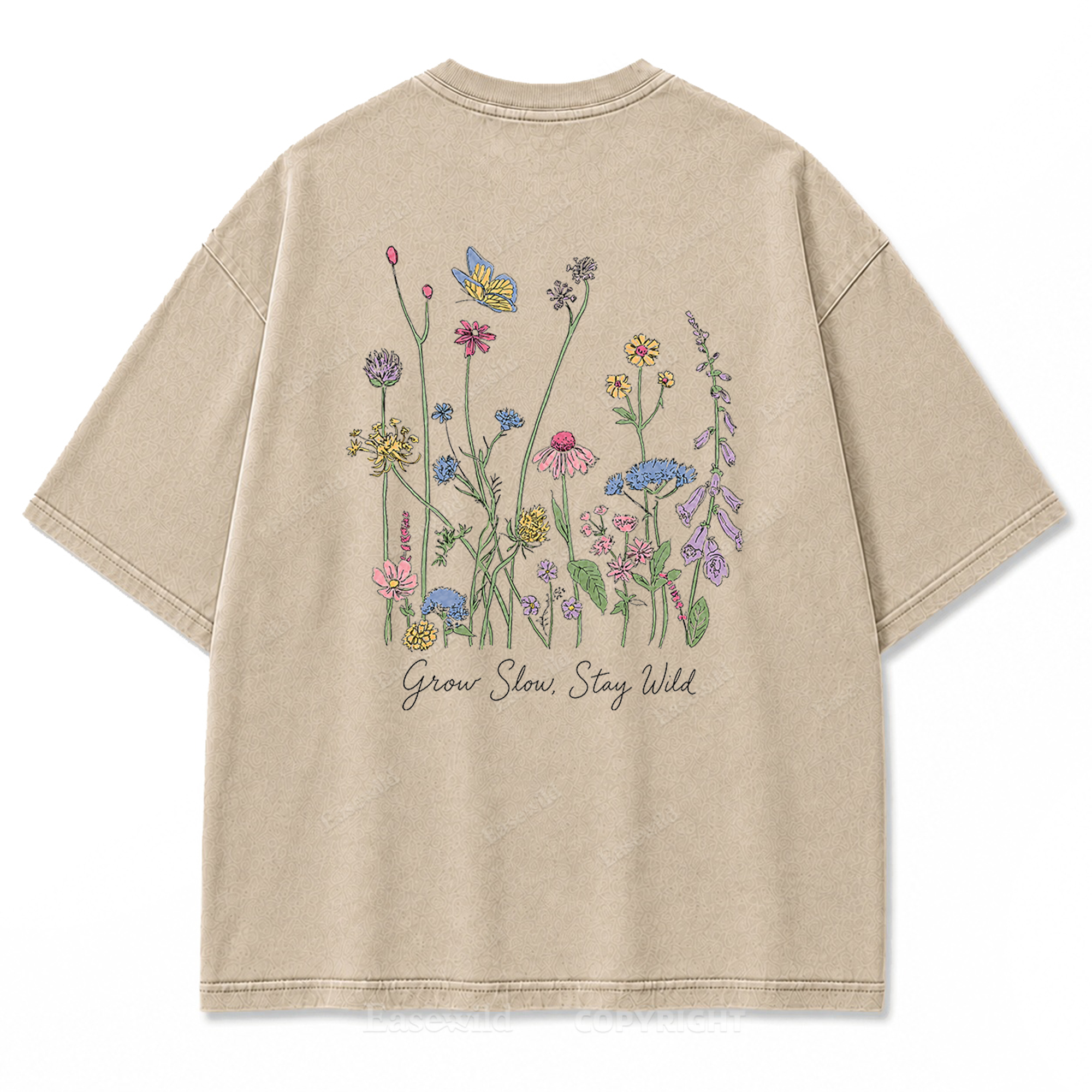 Grow Slow Stay Wild Wildflower Washed Print Tee