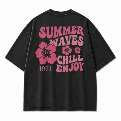 Summer Waves Chill Enjoy Washed Tee