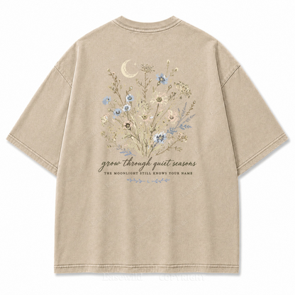 Grow Through Quiet Seasons Washed Back Print Tee