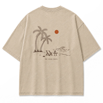 Das Meer heilt T-Shirt mit verwaschenem Aufdruck