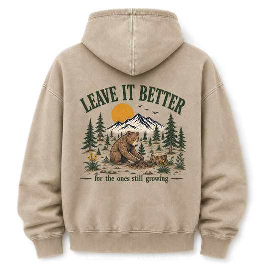 Leave It Better – Vintage Bear & Mountain Washed Graphic Hoodie