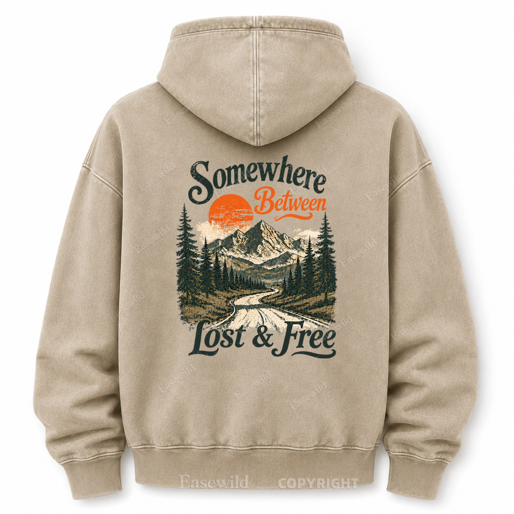 Somewhere Between Lost & Free Washed Graphic Hoodie