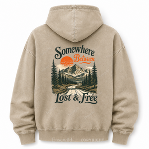 Somewhere Between Lost & Free Washed Graphic Hoodie