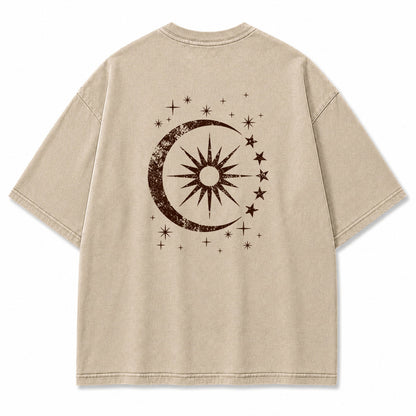 Cosmic Crescent Sunburst Graphic T-Shirt