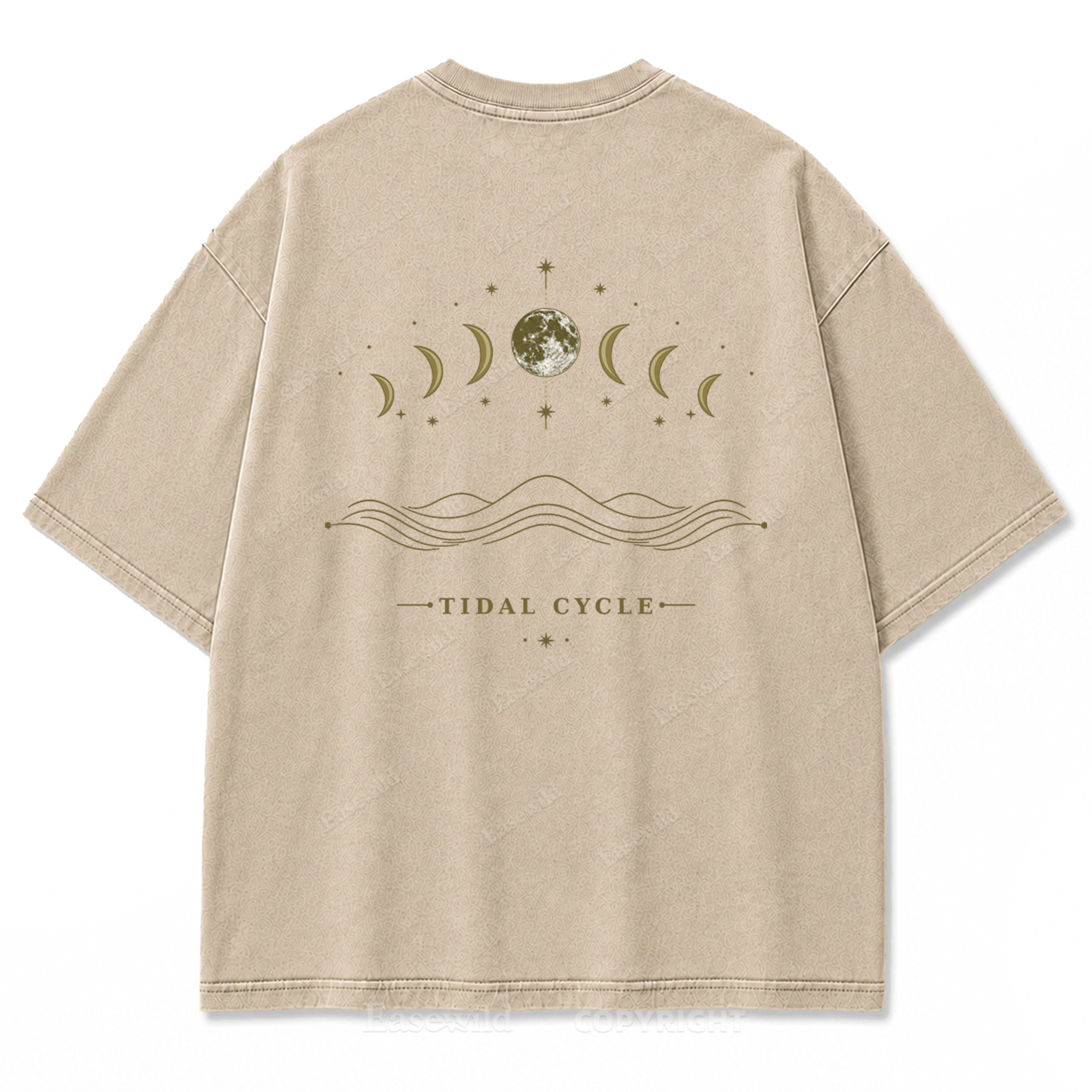 Tidal Cycle Moon Phase Washed Print T-Shirt