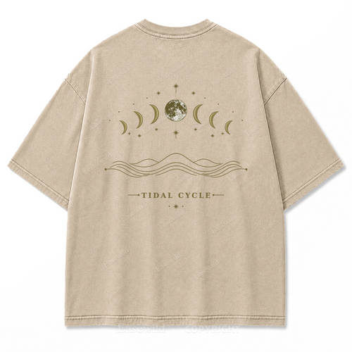 Tidal Cycle Moon Phase Washed Print T-Shirt