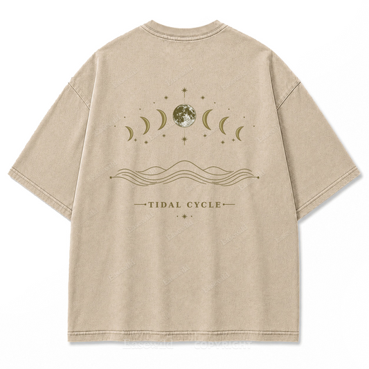 Tidal Cycle Moon Phase Washed Print Tee