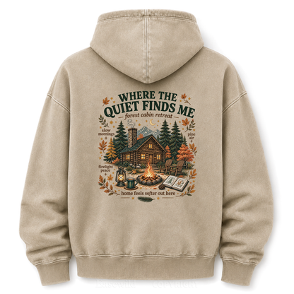 Where the Quiet Finds Me Cabin Washed Graphic Hoodie