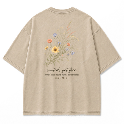 Rooted Yet Free Washed Print Tee
