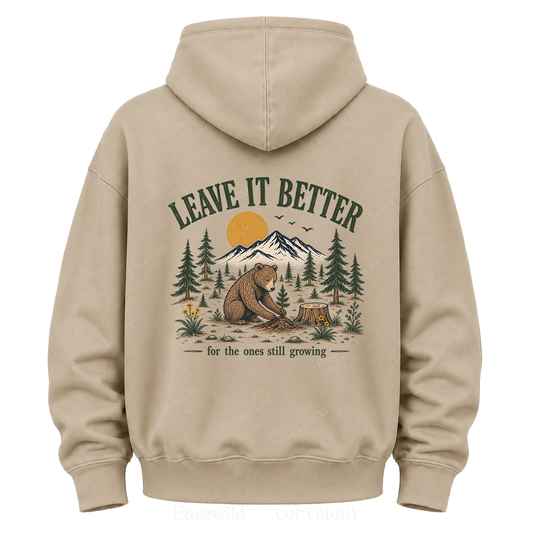 Leave It Better – Vintage Bear & Mountain Graphic Hoodie