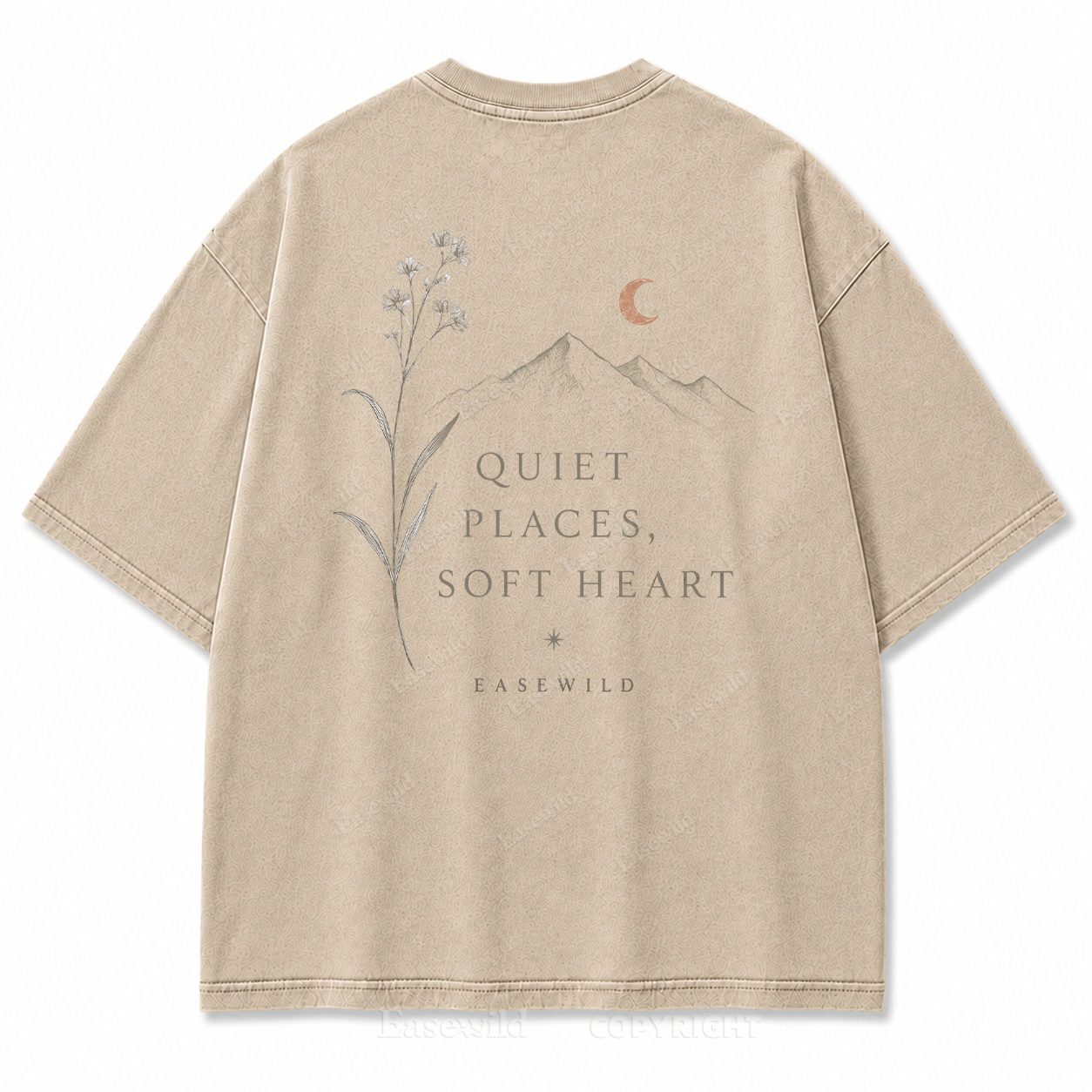 Quiet Places, Soft Heart Washed Back Print Tee