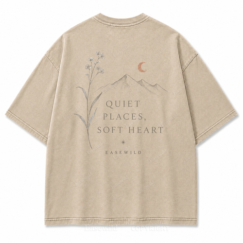 Quiet Places, Soft Heart Washed Back Print Tee