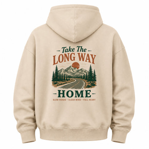 Take The Long Way Home Graphic Washed Hoodie
