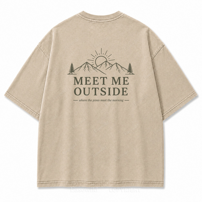 Meet Me Outside Sunrise Washed Back Print Tee