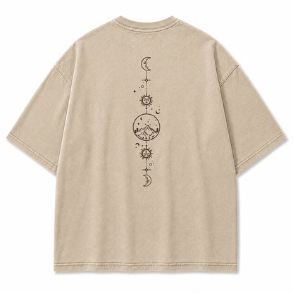 Celestial Balance Mountain Moon Graphic T-Shirt