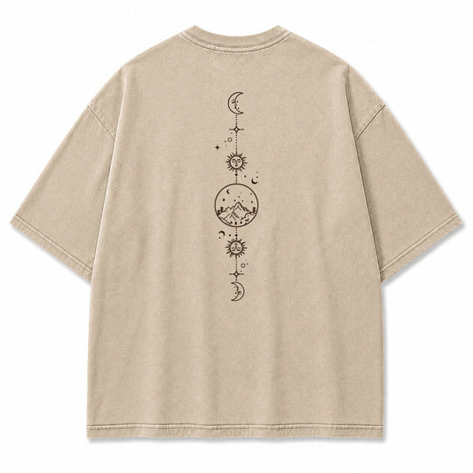 Celestial Balance Mountain Moon Graphic T-Shirt