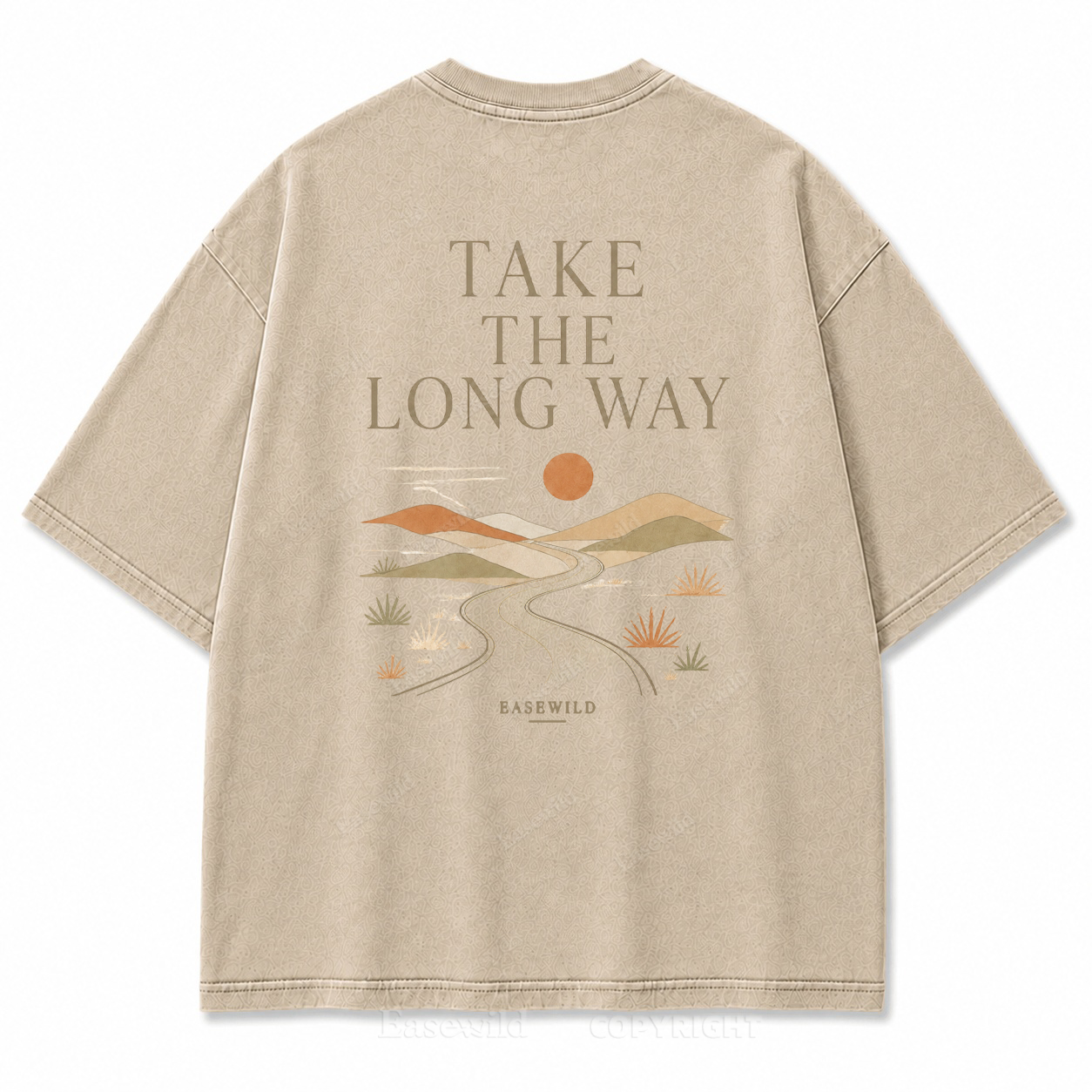 Take the Long Way Washed Back Print Tee