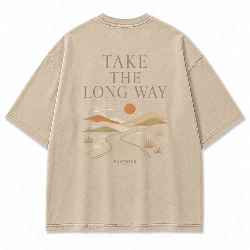 Take the Long Way Washed Back Print Tee
