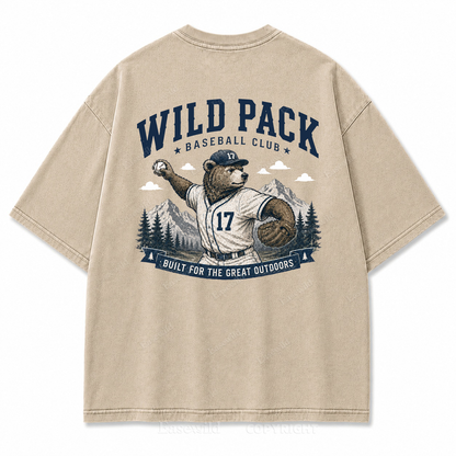 Wild Pack Baseball Club Washed Back Print Tee