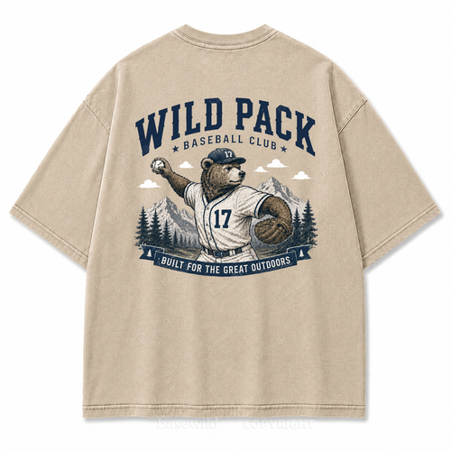 Wild Pack Baseball Club Washed Back Print Tee