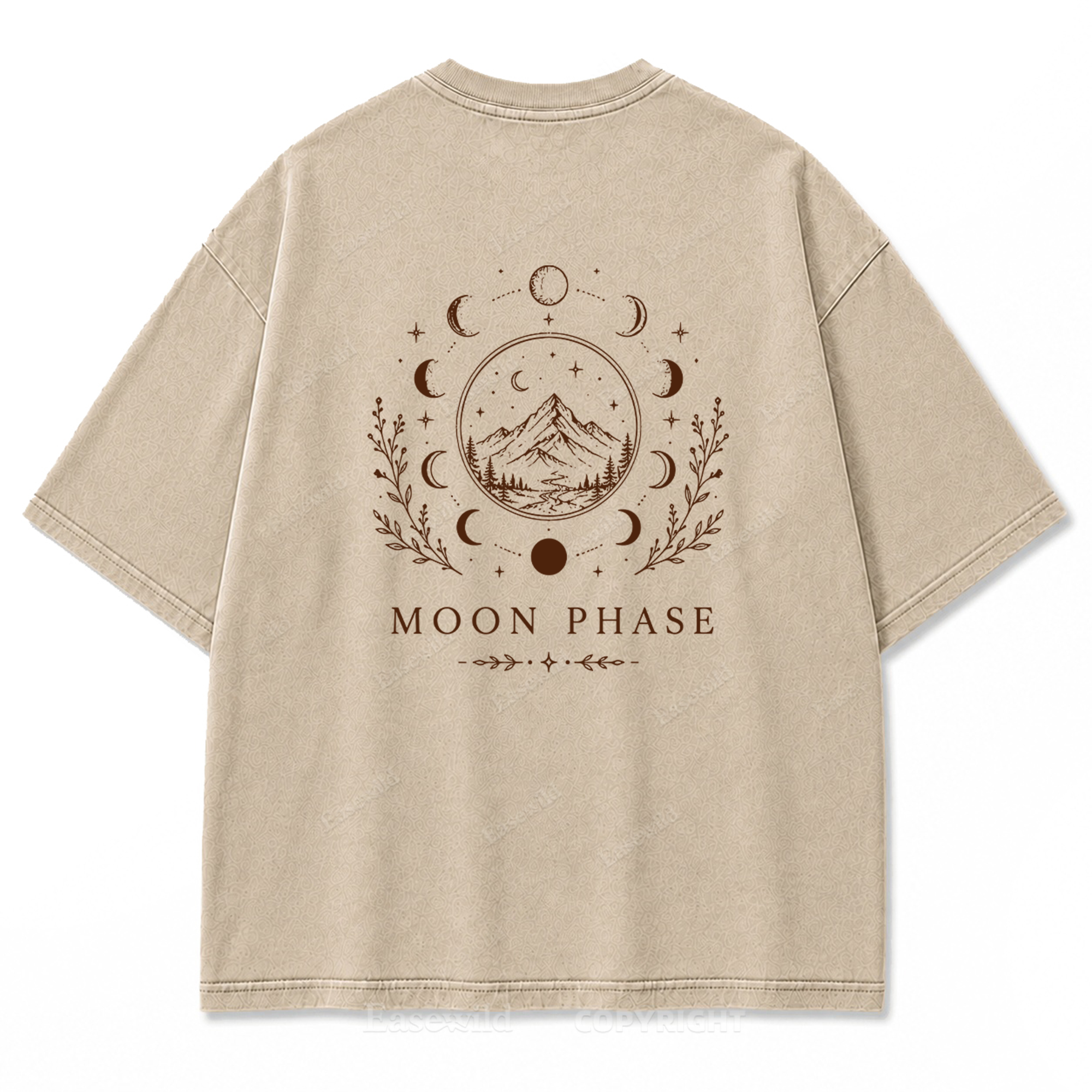 Moon Phase Mountain Washed Print Tee