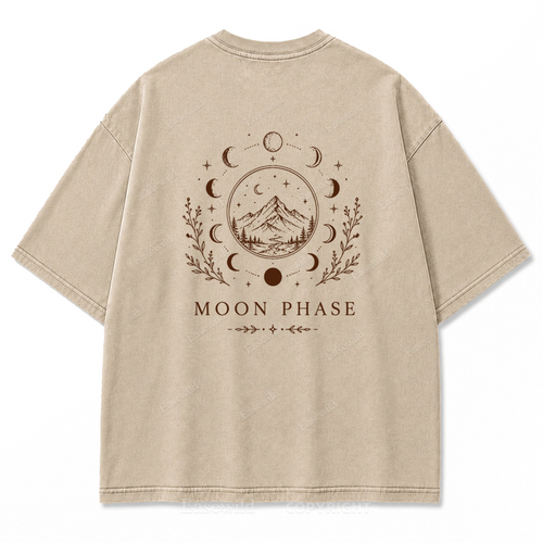 Moon Phase Mountain Washed Print Tee