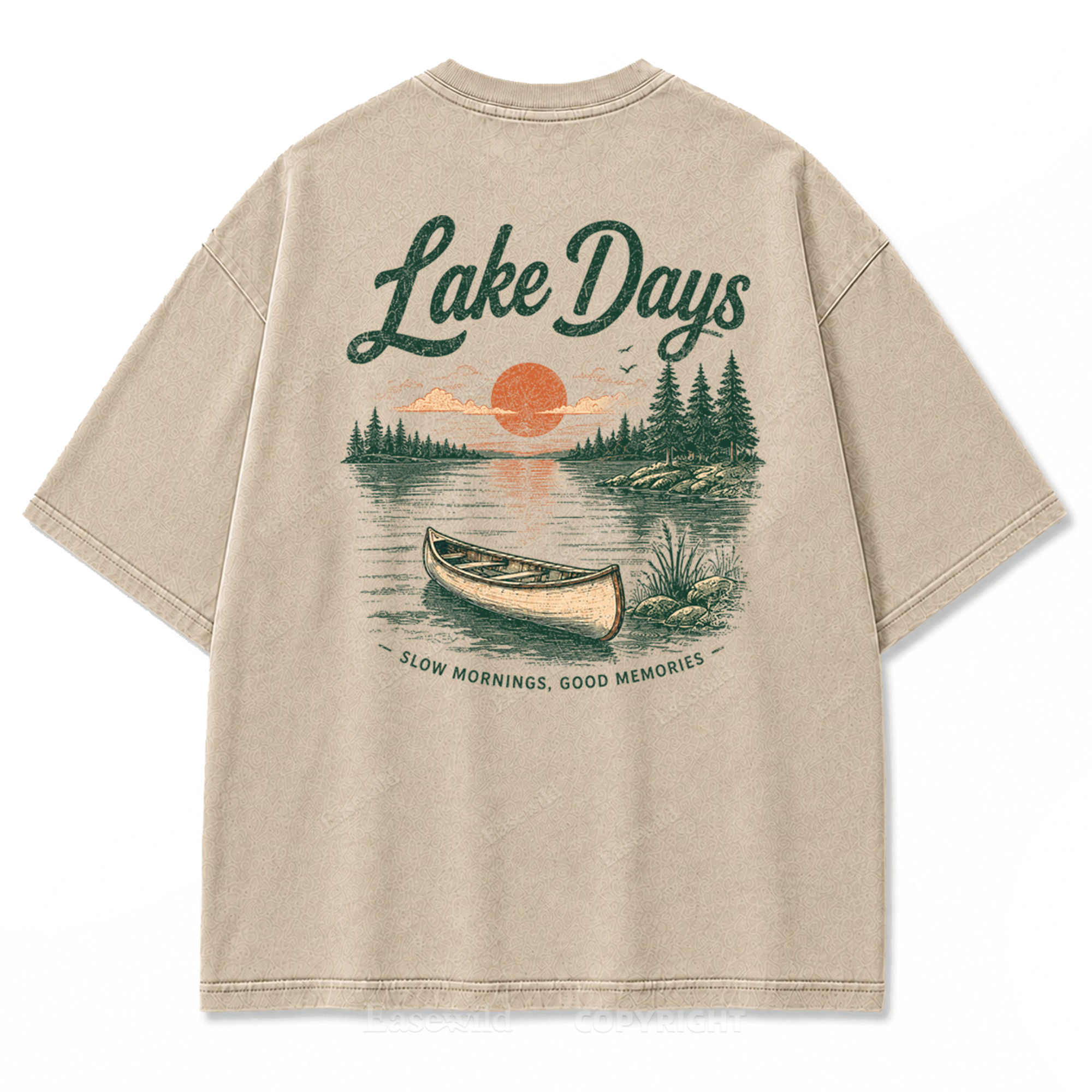 Lake Days Slow Mornings Graphic Washed T-Shirt