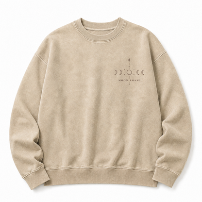 Moon Phase Celestial Washed Graphic Sweatshirt