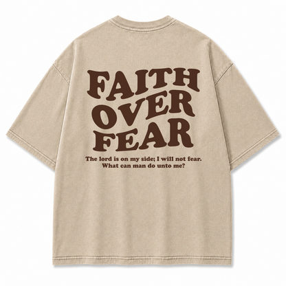 Faith Over Fear Oversized Christian Graphic Tee