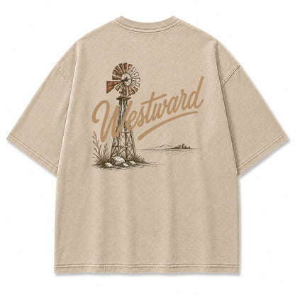Westward Prairie Windmill Graphic T-Shirt