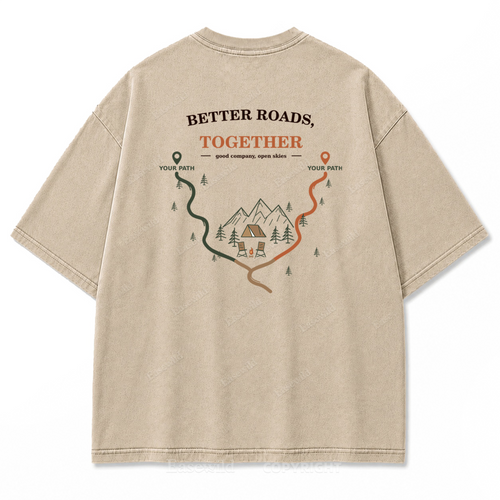 Better Roads Together Washed Print Tee