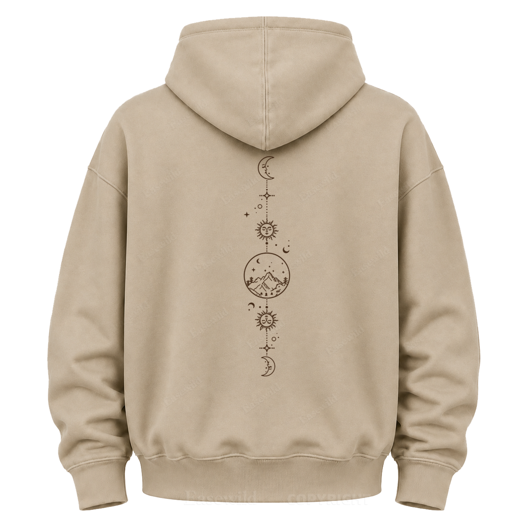 Celestial Mountain Sun & Moon Graphic Hoodie