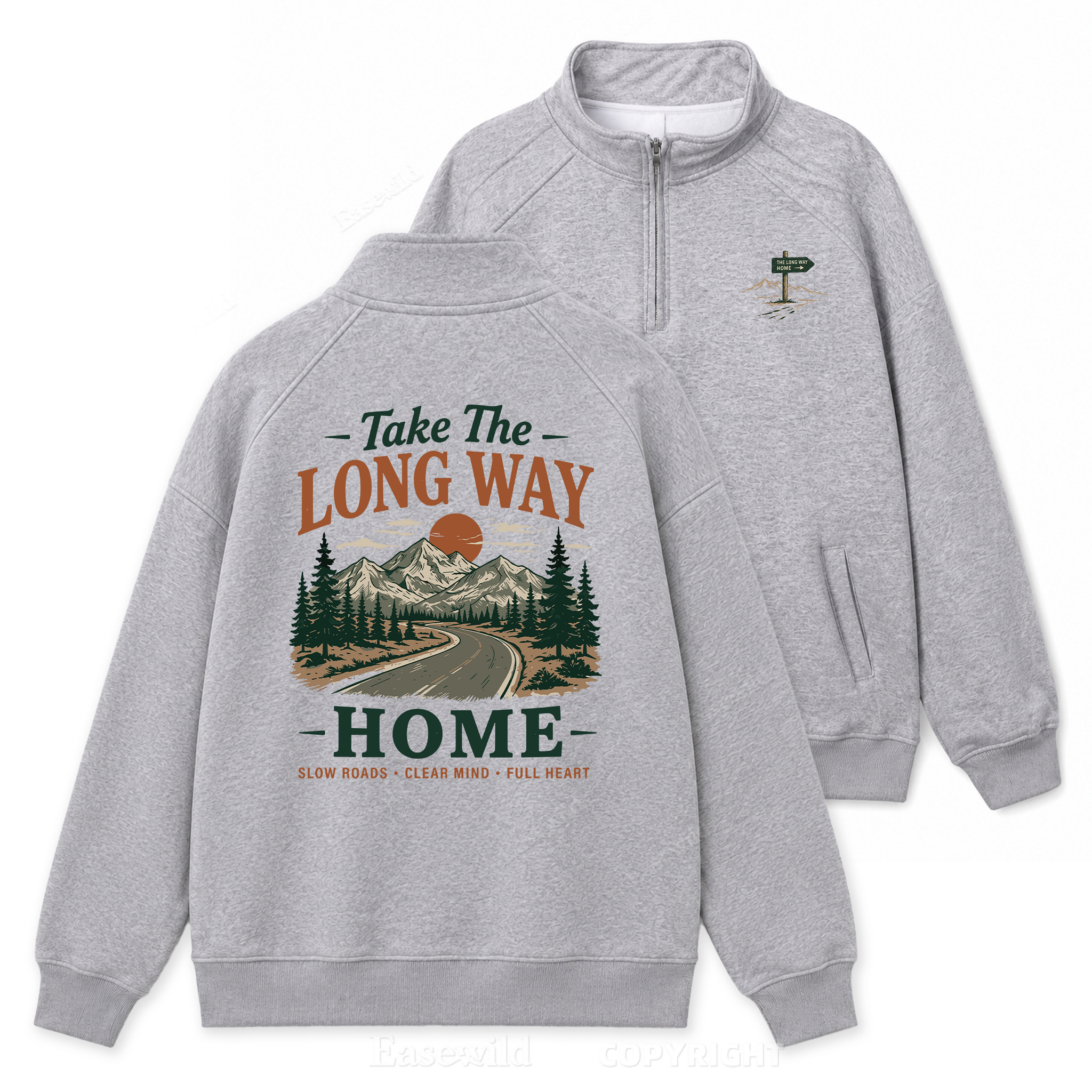 Take the Scenic Way Home Zip Pullover Sweatshirt