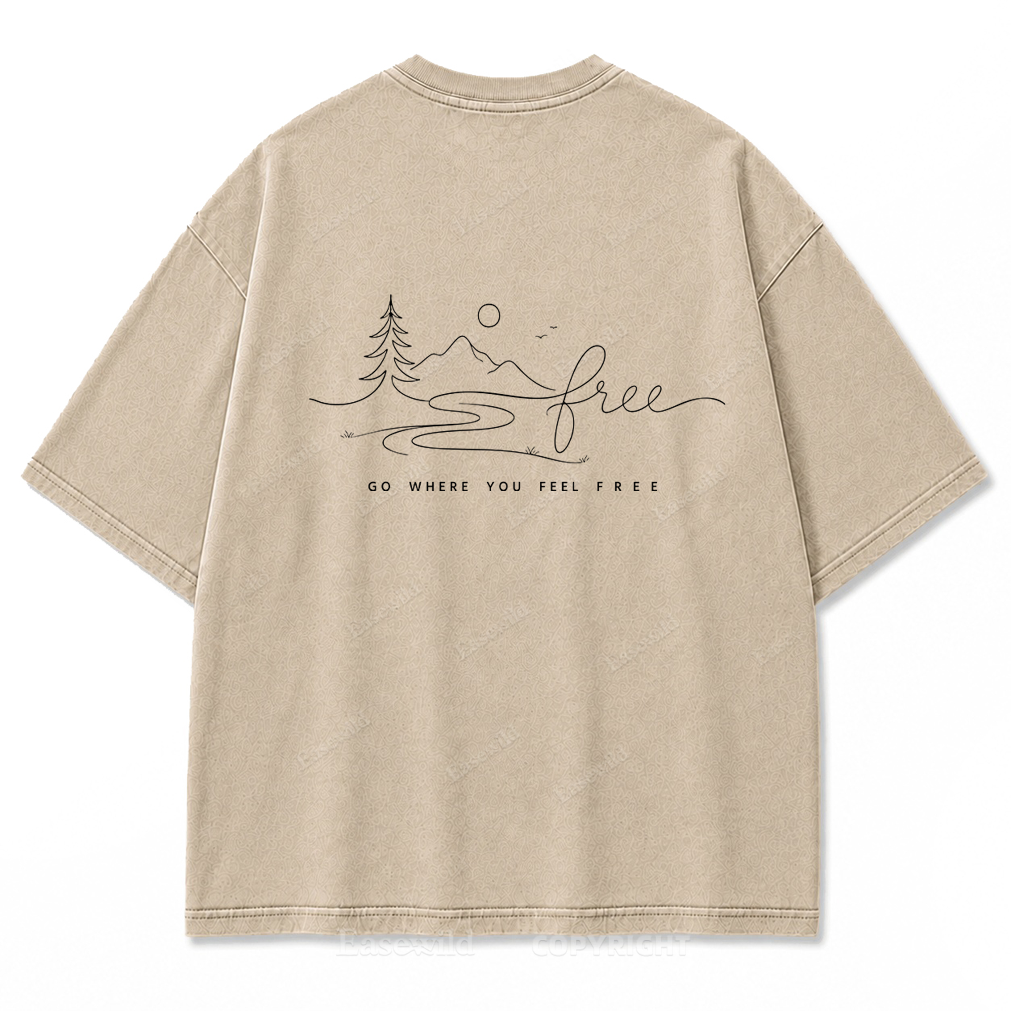 Go Where You Feel Free Mountain Washed Print Tee
