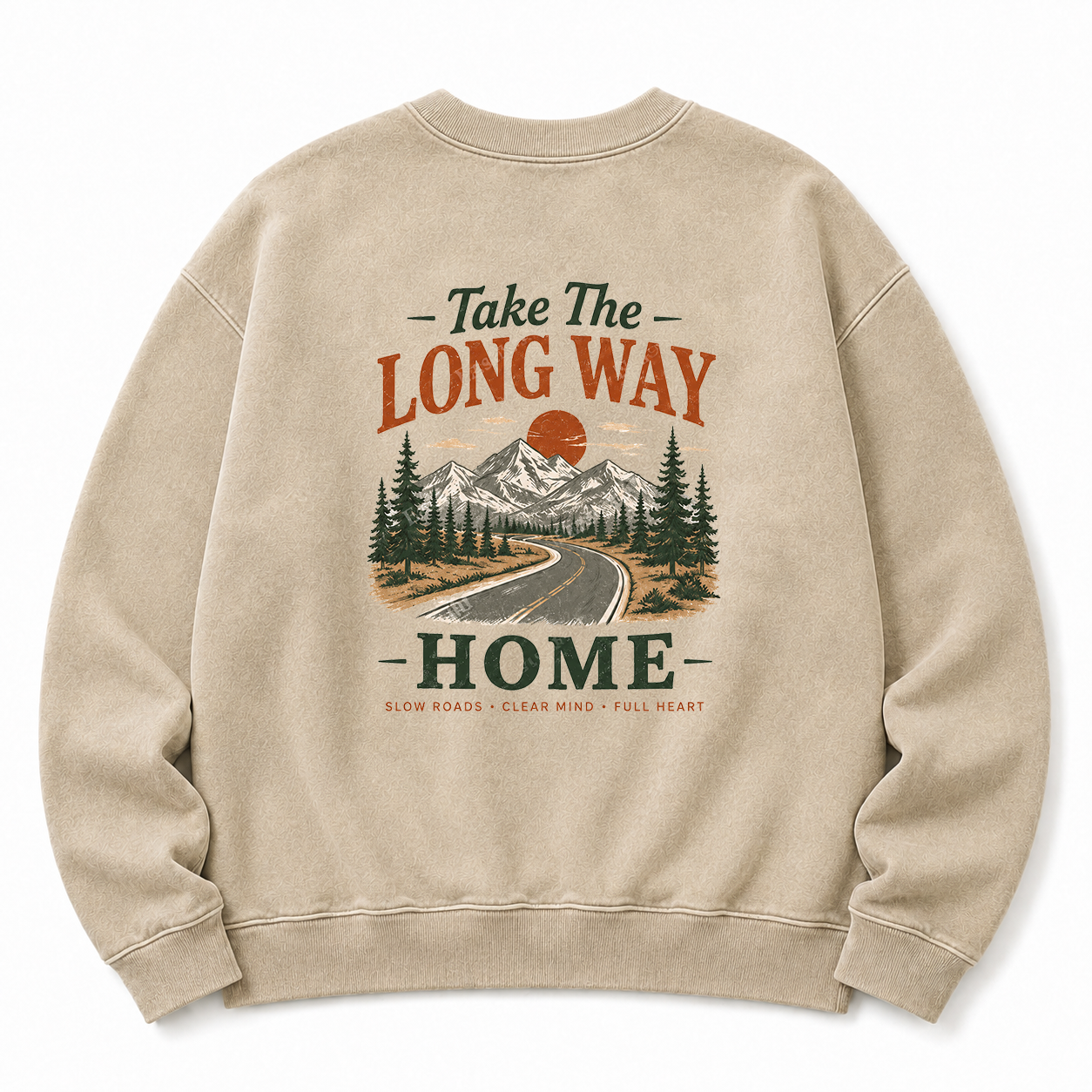 Take The Long Way Home Washed Graphic Sweatshirt
